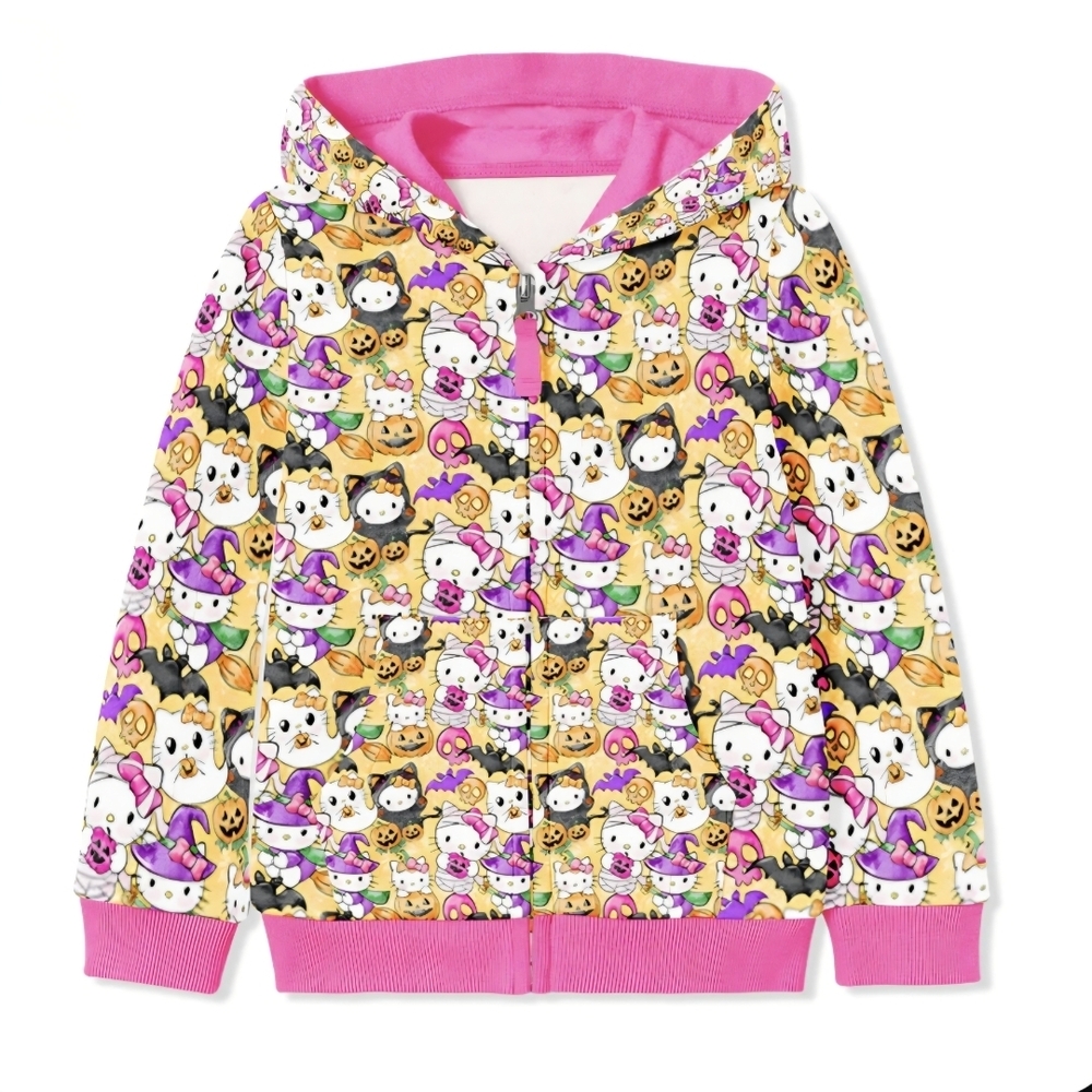 Charlie's Project Boo Kitty Hooded Full Zip Up Sweatshirt 5/6 NWT